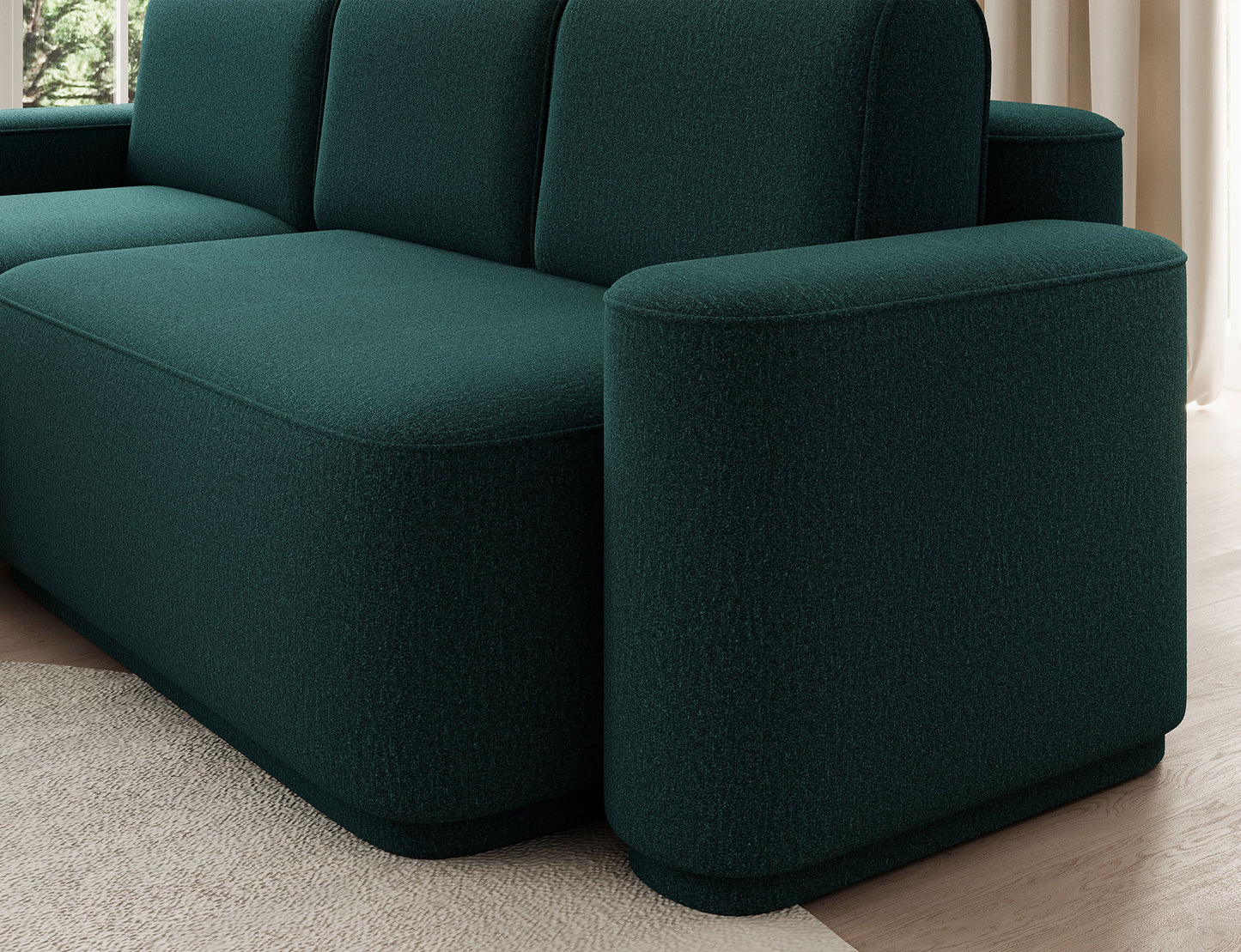 Aurumm 4 Seater Storage Sleeper Chaise Sofa - Emerald Green