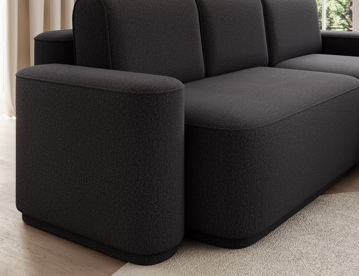 Aurumm 4 Seater Storage Sleeper Chaise Sofa - Charcoal