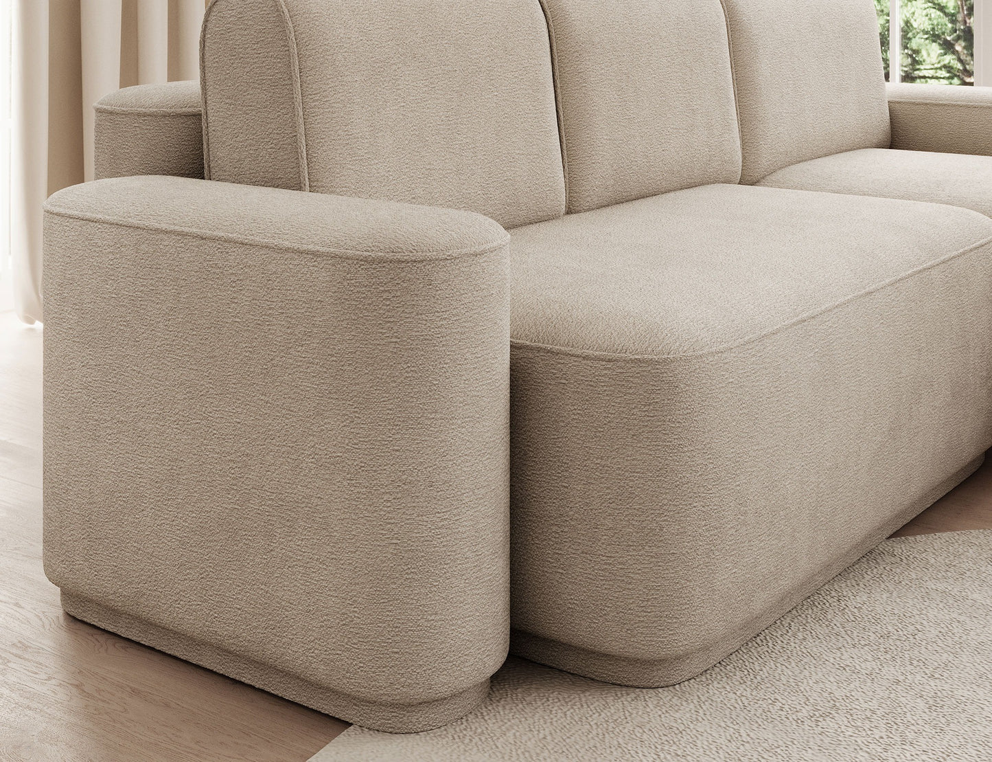 Aurumm 4 Seater Storage Sleeper Chaise Sofa - Beige