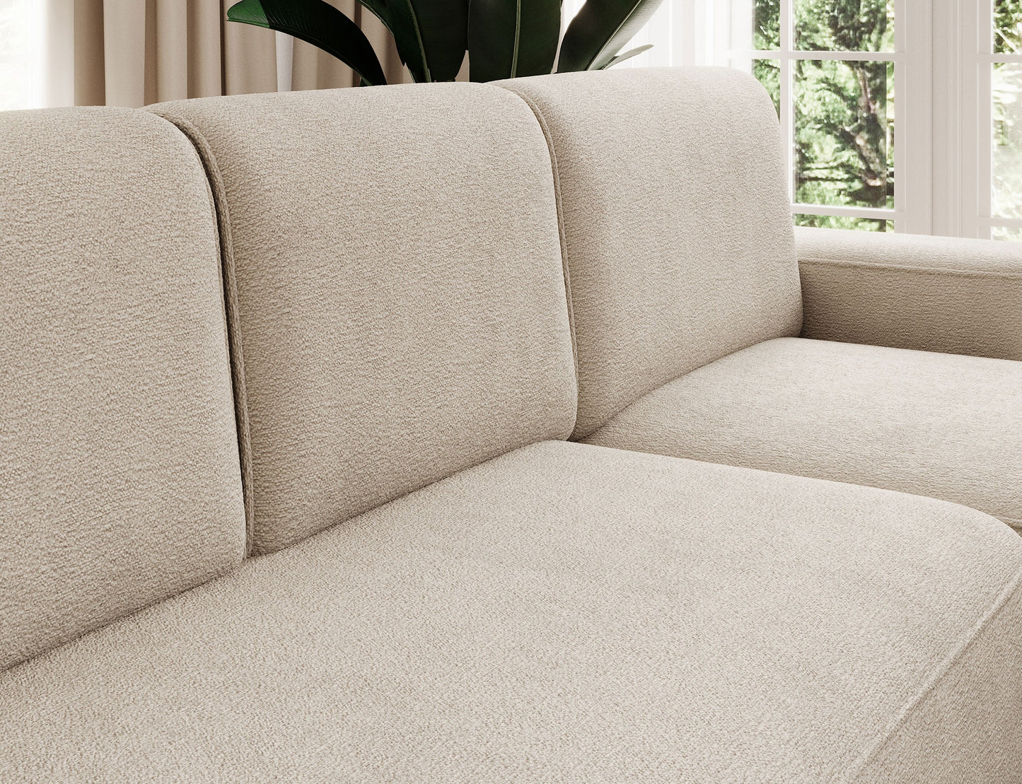 Aurumm 4 Seater Storage Sleeper Chaise Sofa - Beige