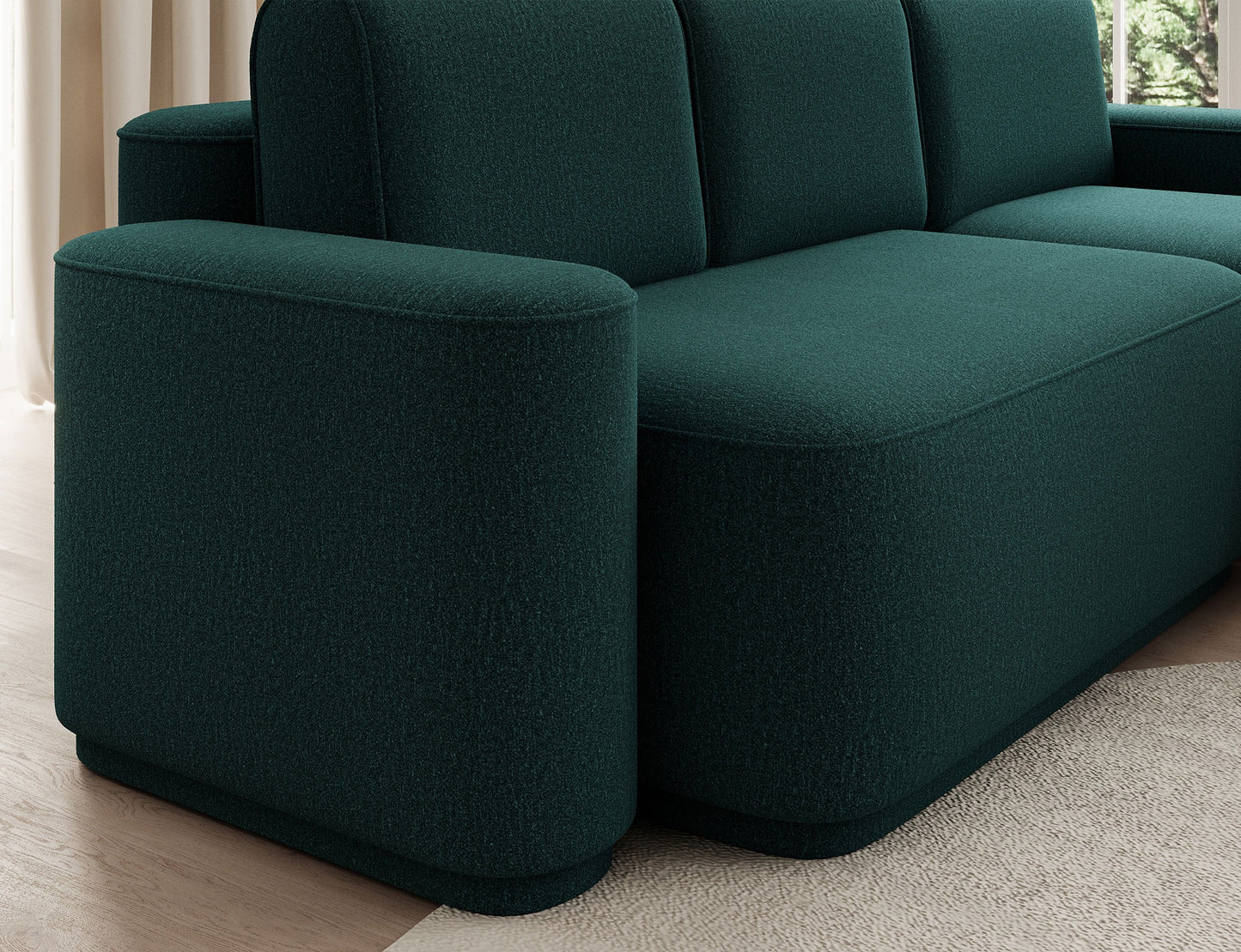 Aurumm 4 Seater Storage Sleeper Chaise Sofa - Emerald Green