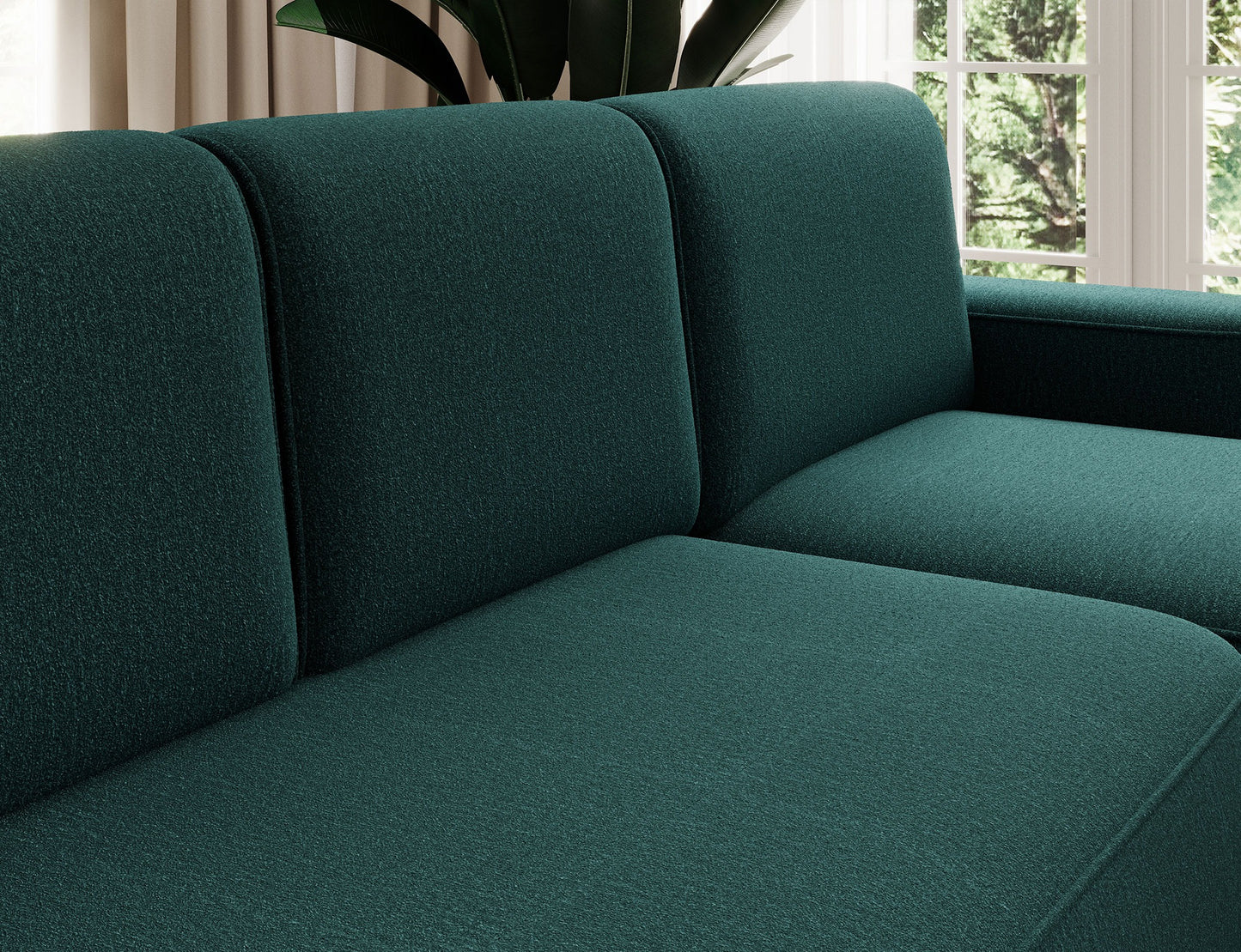 Aurumm 4 Seater Storage Sleeper Chaise Sofa - Emerald Green