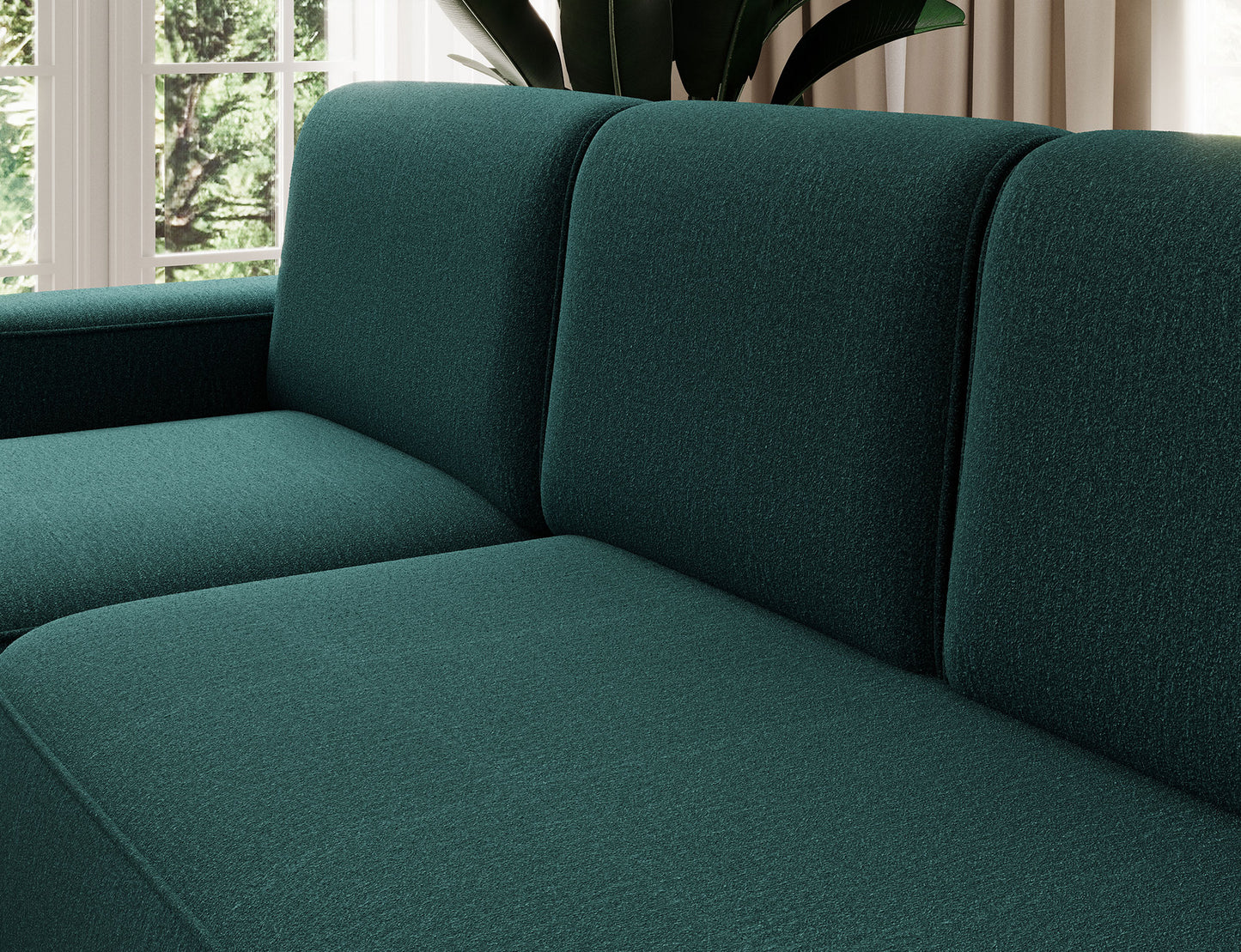 Aurumm 4 Seater Storage Sleeper Chaise Sofa - Emerald Green