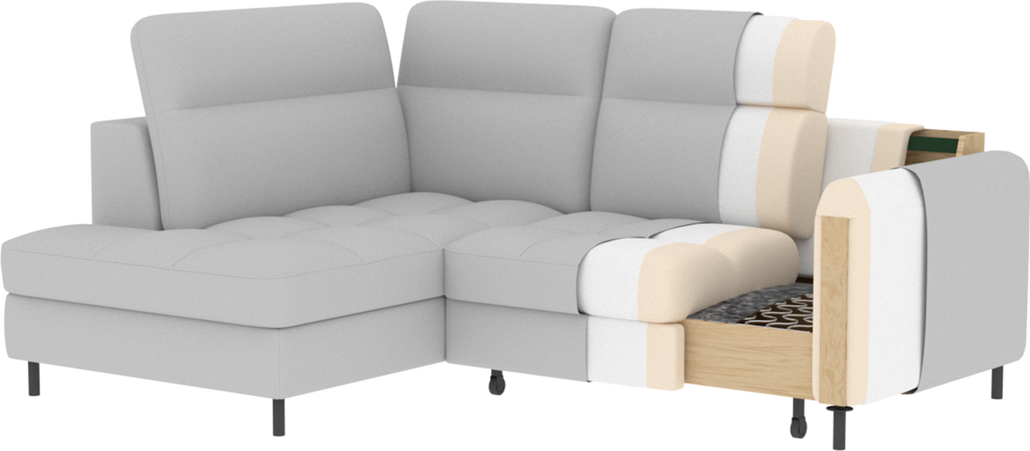 Barea 3 Seater Storage Sleeper Chaise Sofa - Mustard