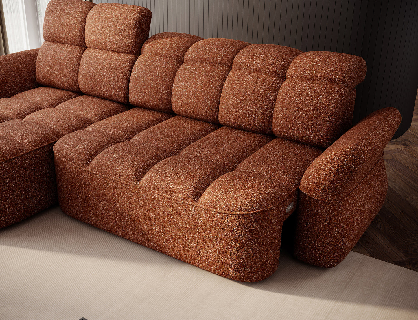 Beneth Storage Sleeper Chaise Sofa - Brick Rust