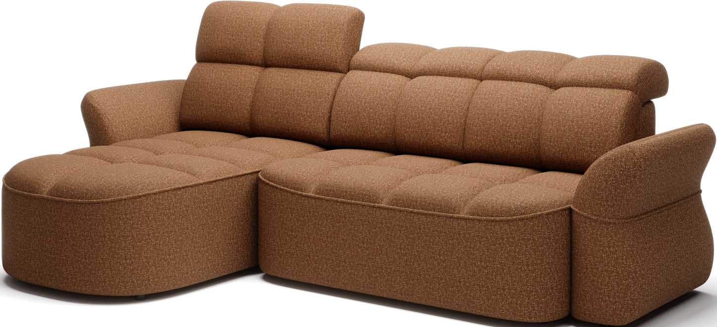 Beneth Storage Sleeper Chaise Sofa - Mocha Brown