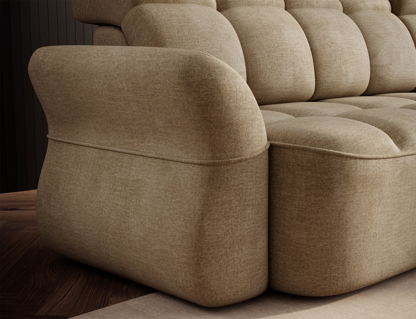 Beneth Storage Sleeper Chaise Sofa - Beige/Taupe