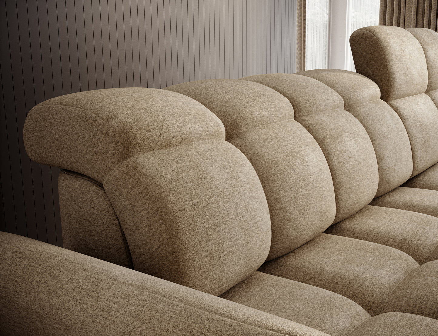 Beneth Storage Sleeper Chaise Sofa - Beige/Taupe