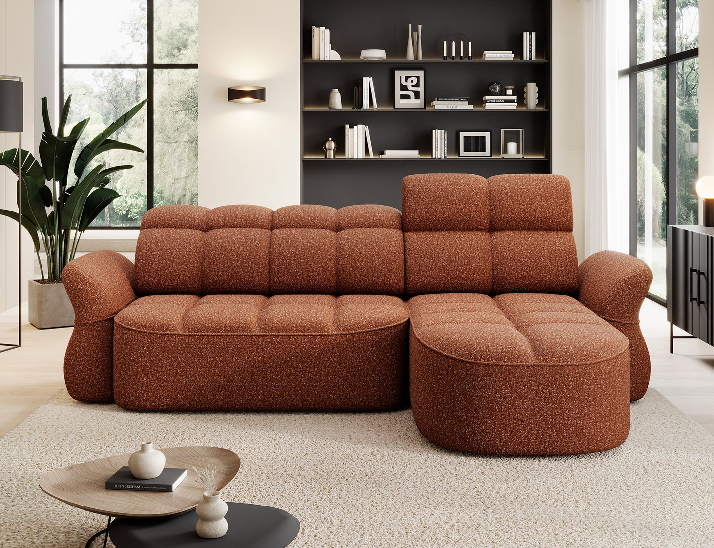 Beneth Storage Sleeper Chaise Sofa - Brick Rust