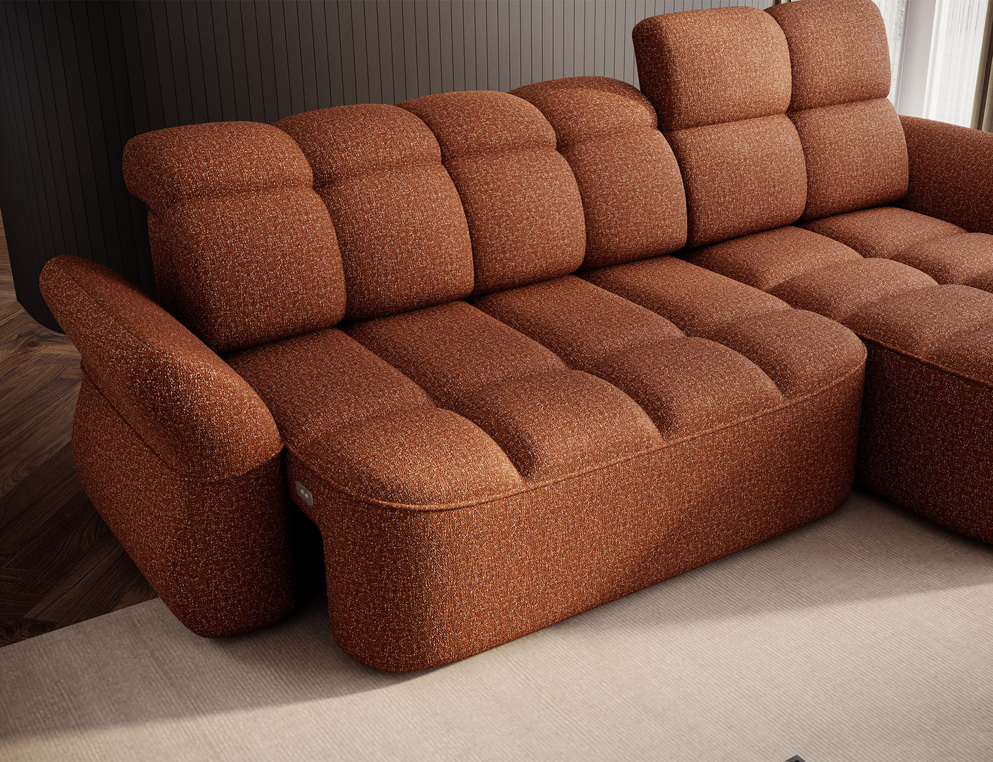 Beneth Storage Sleeper Chaise Sofa - Brick Rust