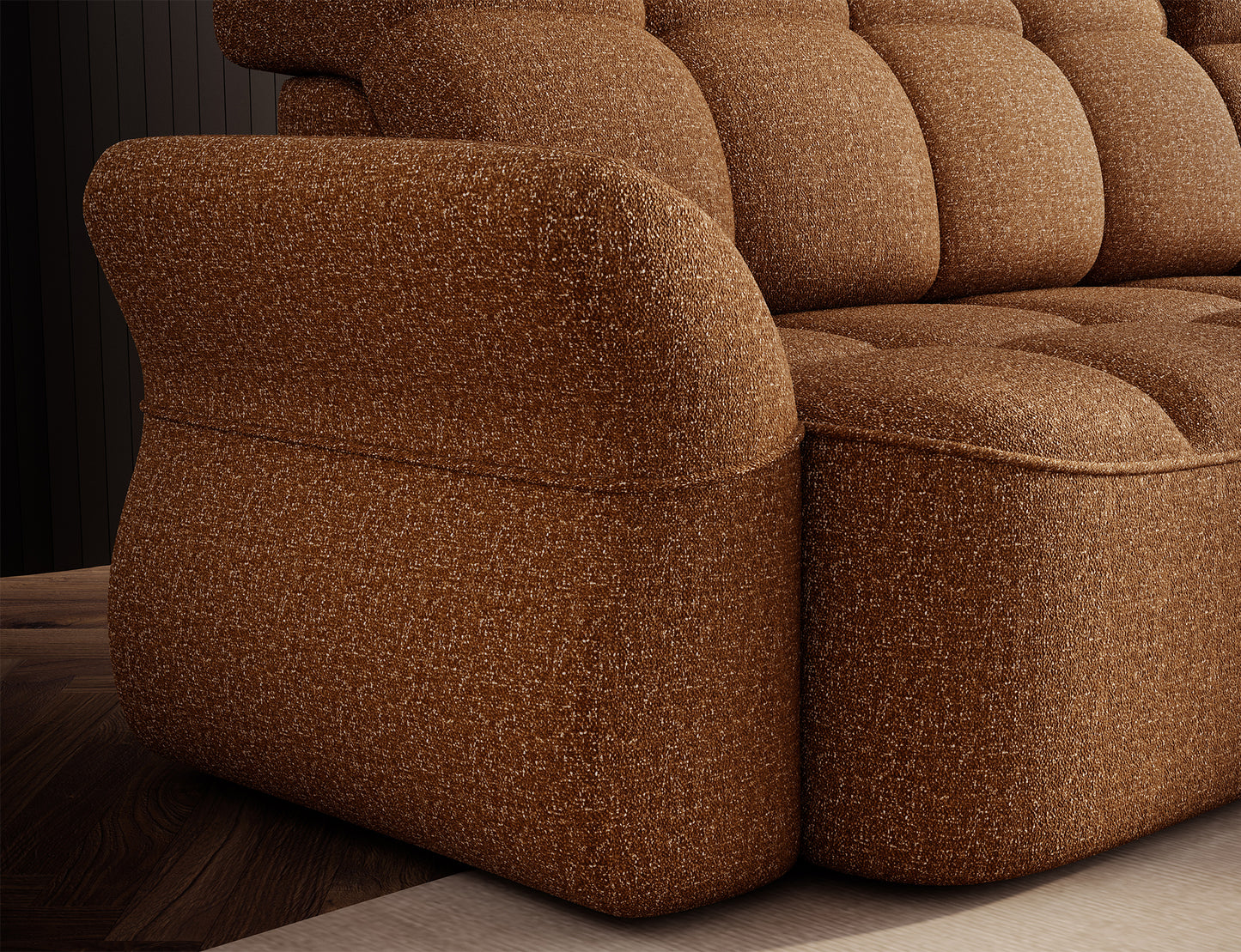 Beneth Storage Sleeper Chaise Sofa - Mocha Brown