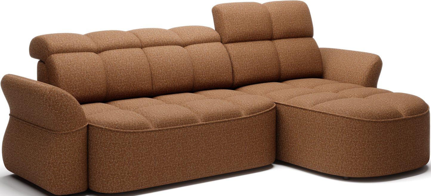 Beneth Storage Sleeper Chaise Sofa - Mocha Brown