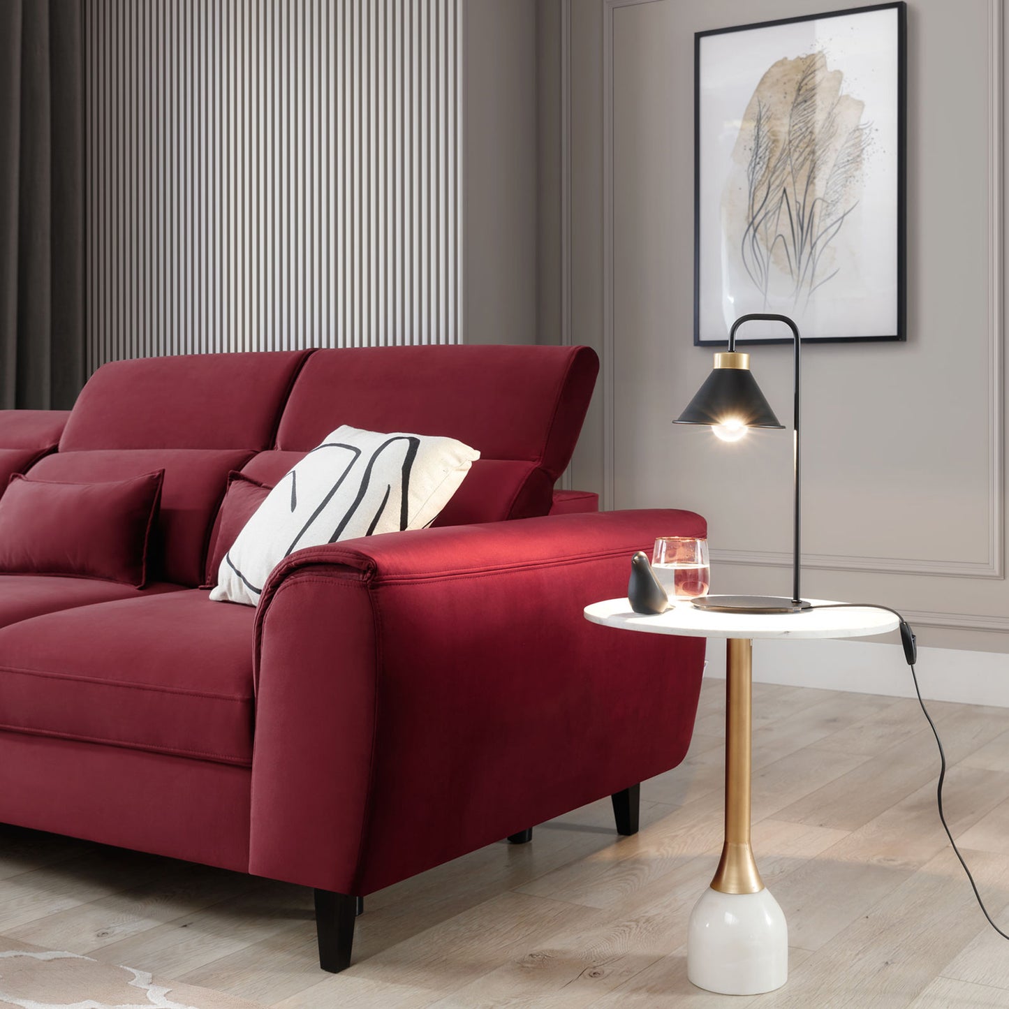 Foble Sectional Storage Sleeper Chaise Sofa - Burgundy