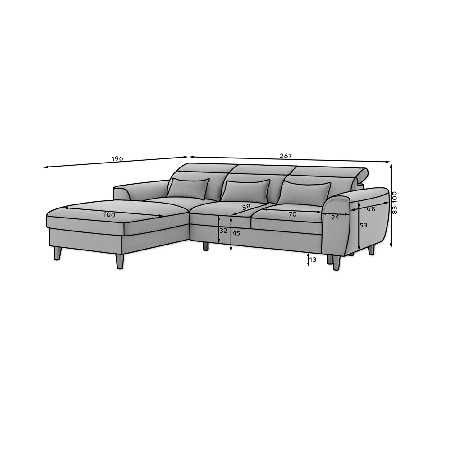 Foble Sectional Storage Sleeper Chaise Sofa - Aqua Blue