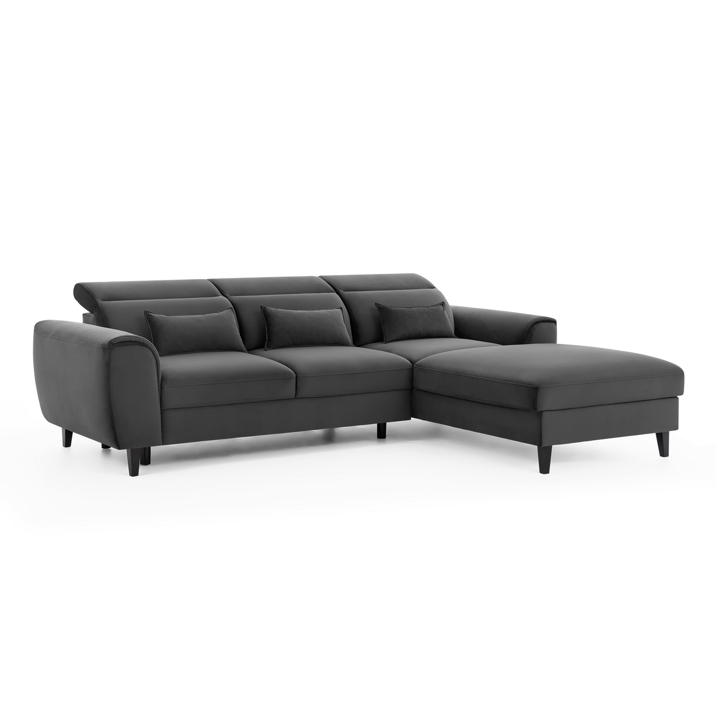 Foble Sectional Storage Sleeper Chaise Sofa - Dark Grey