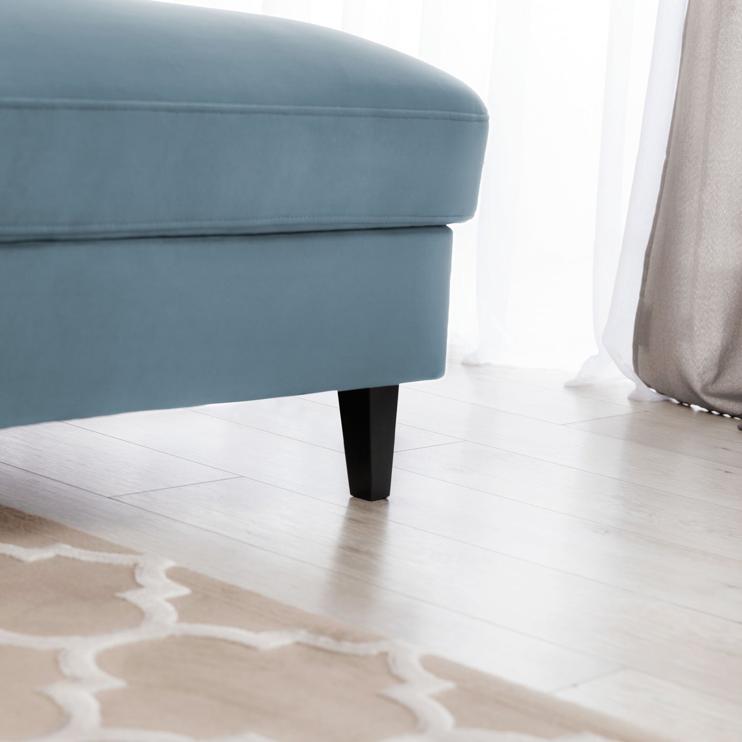 Foble Sectional Storage Sleeper Chaise Sofa - Aqua Blue