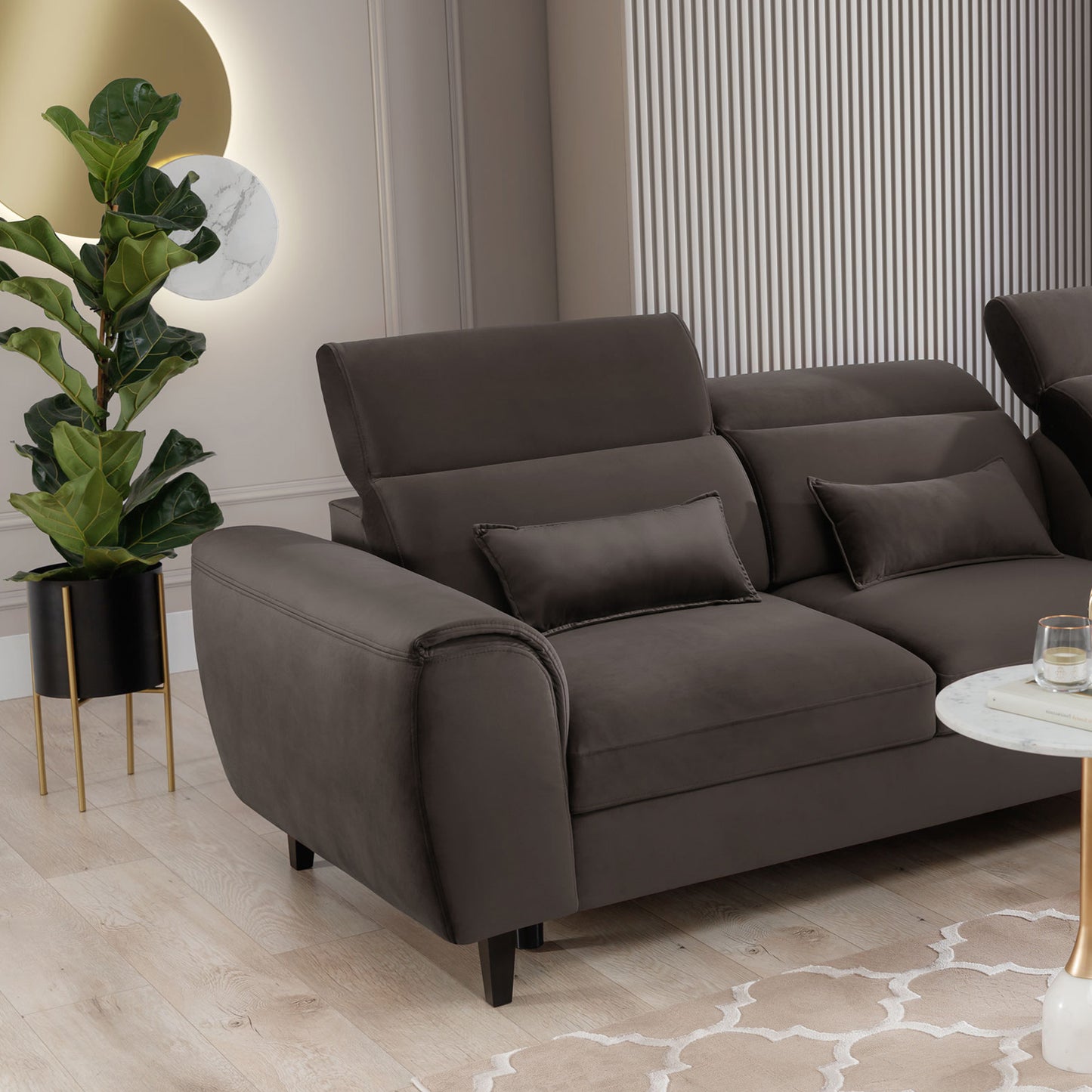 Foble Sectional Storage Sleeper Chaise Sofa - Dark Brown