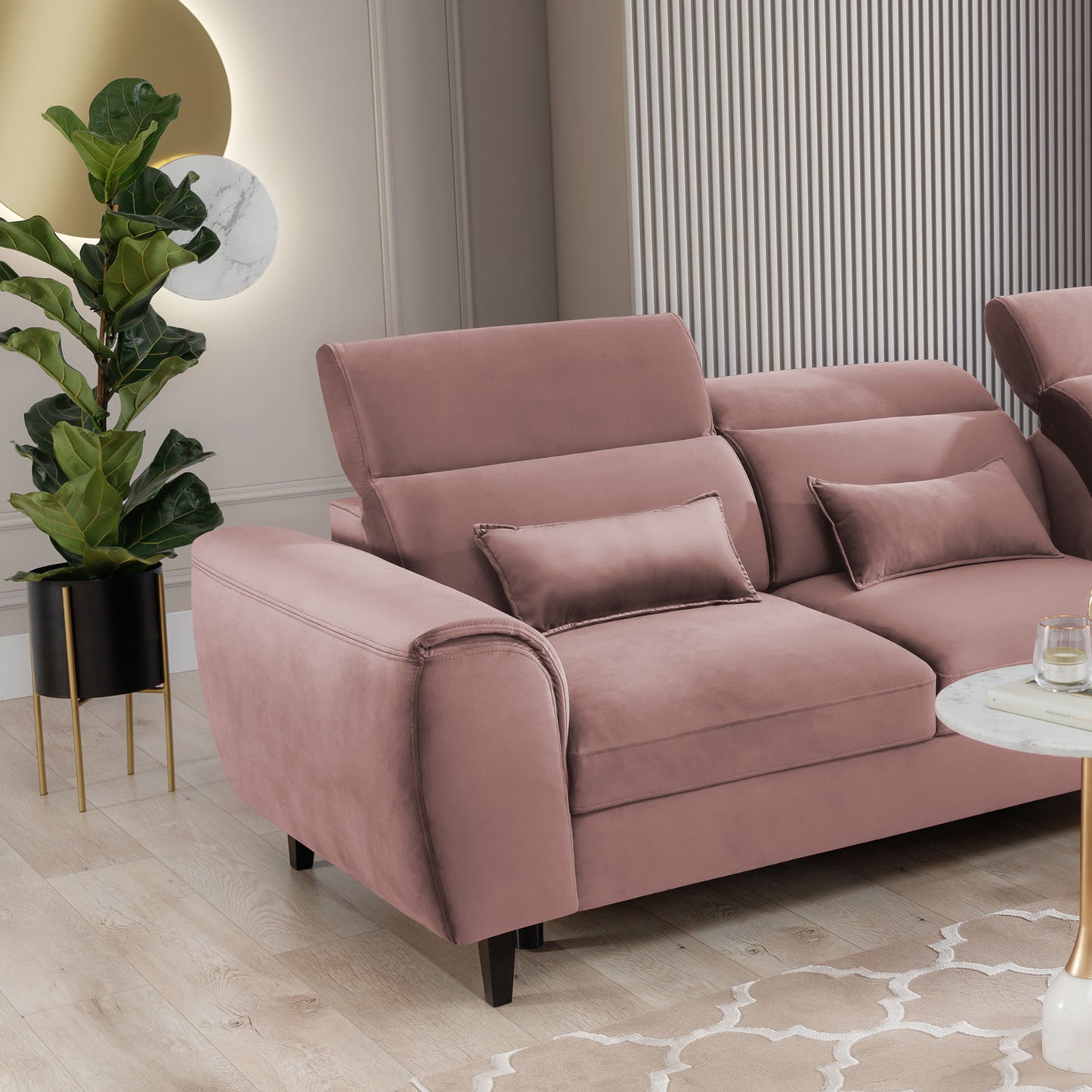Foble Sectional Storage Sleeper Chaise Sofa - Blush