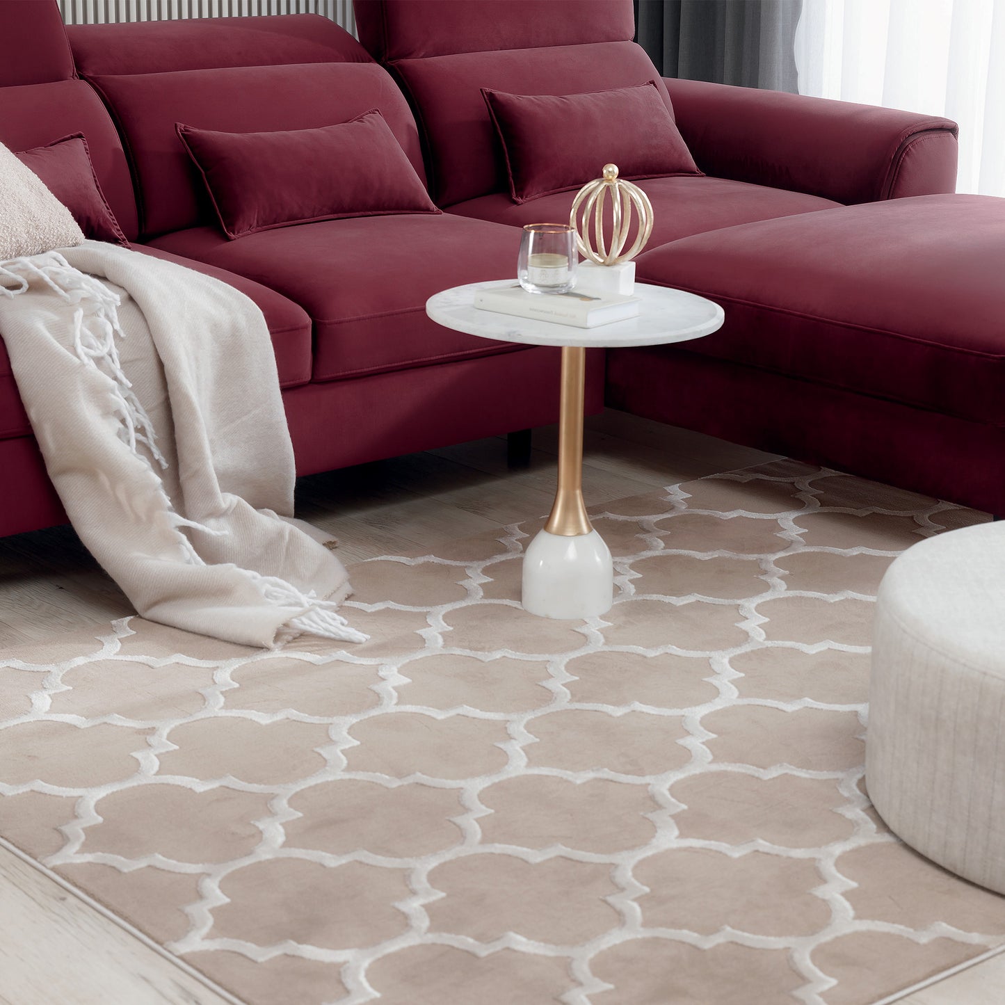 Foble Sectional Storage Sleeper Chaise Sofa - Burgundy