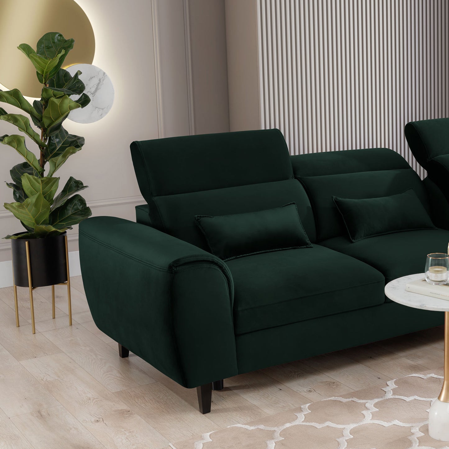 Foble Sectional Storage Sleeper Chaise Sofa - Emerald Green