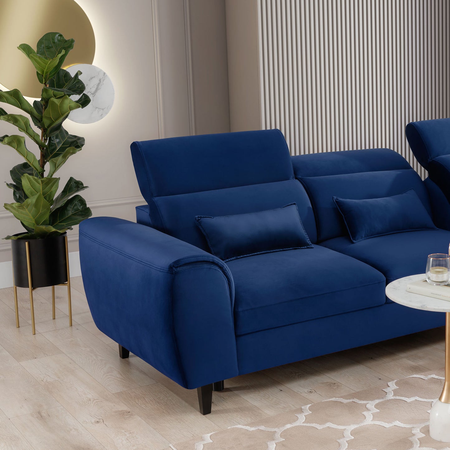 Foble Sectional Storage Sleeper Chaise Sofa - Royal Blue