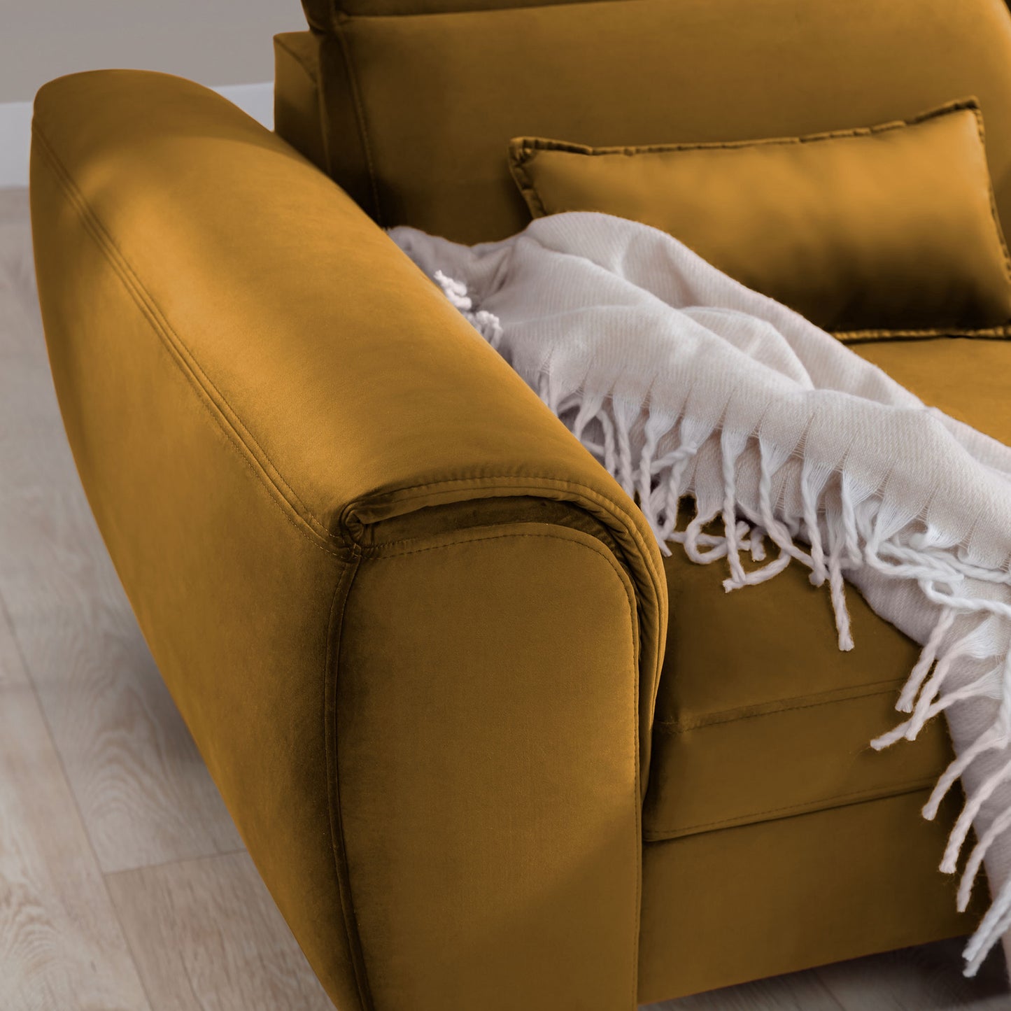 Foble Sectional Storage Sleeper Chaise Sofa - Mustard