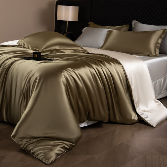 Lustre Luxe Elegant Duvet Set - Champagne Gold/Beige