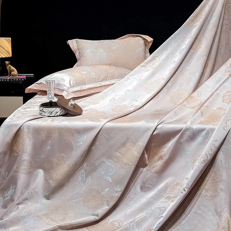 Royal Retreat Floral Jacquard Patchwork 800 TC Duvet Set - Rose