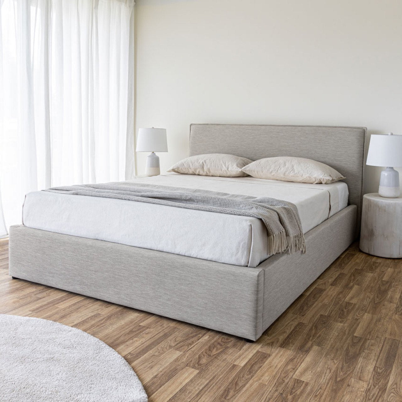 Julia King Storage Bed - Sand
