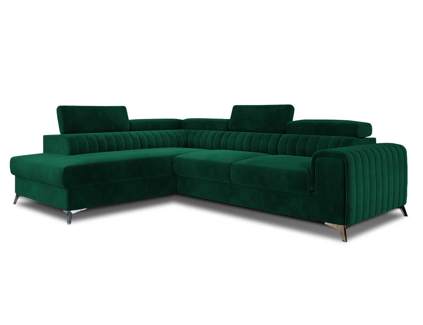 Laurence Sectional Storage Sleeper Chaise Sofa - Green