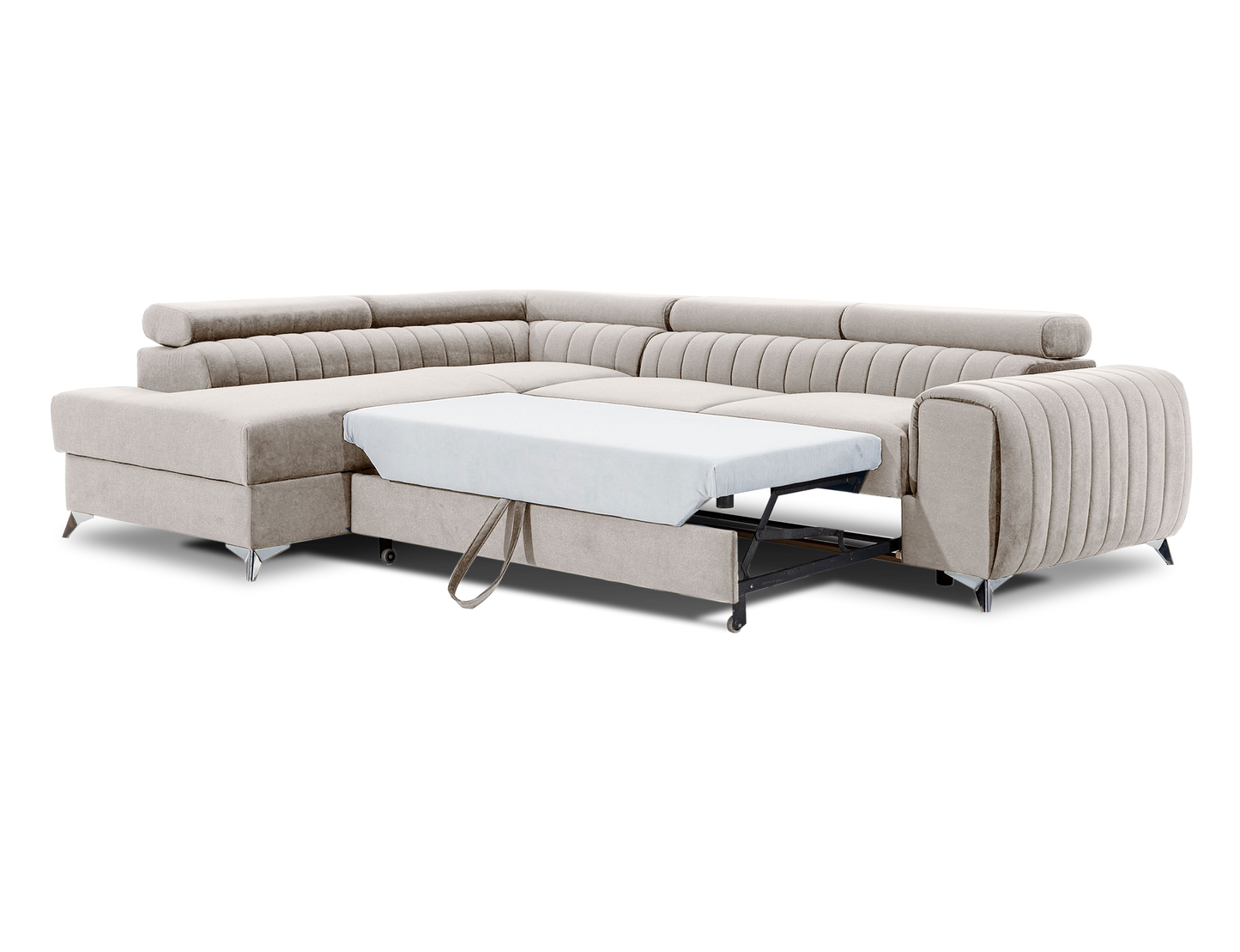Laurence Sectional Storage Sleeper Chaise Sofa - Beige