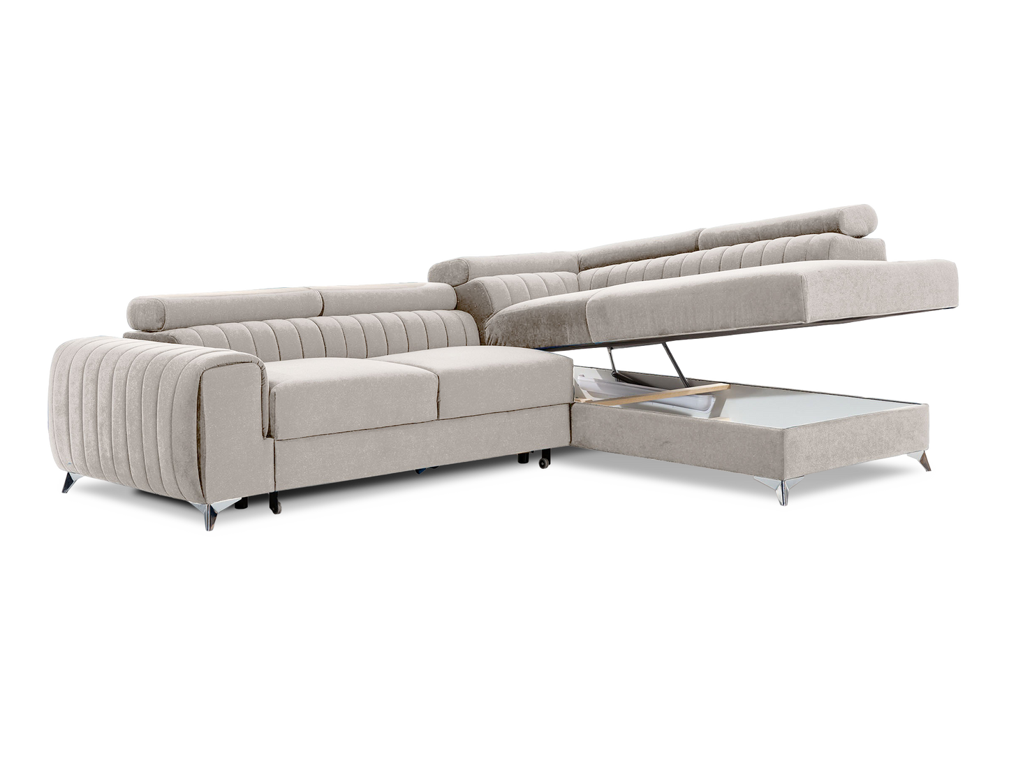 Laurence Sectional Storage Sleeper Chaise Sofa - Beige