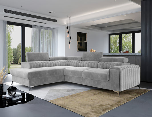 Laurence Sectional Storage Sleeper Chaise Sofa - Light Grey