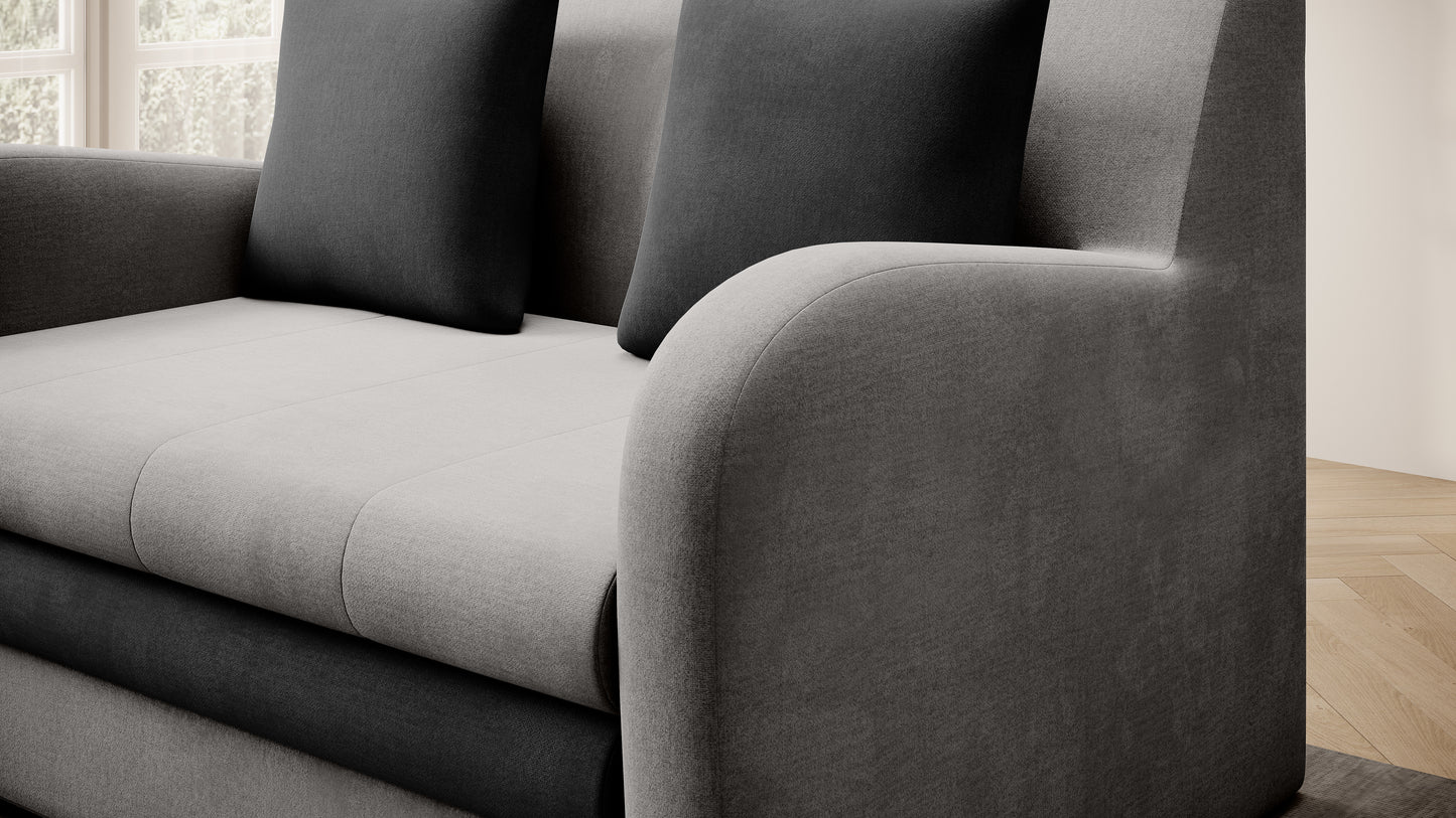 Ario Condo Style 2 Seater Storage Sleeper Sofa - Light Grey/Charcoal