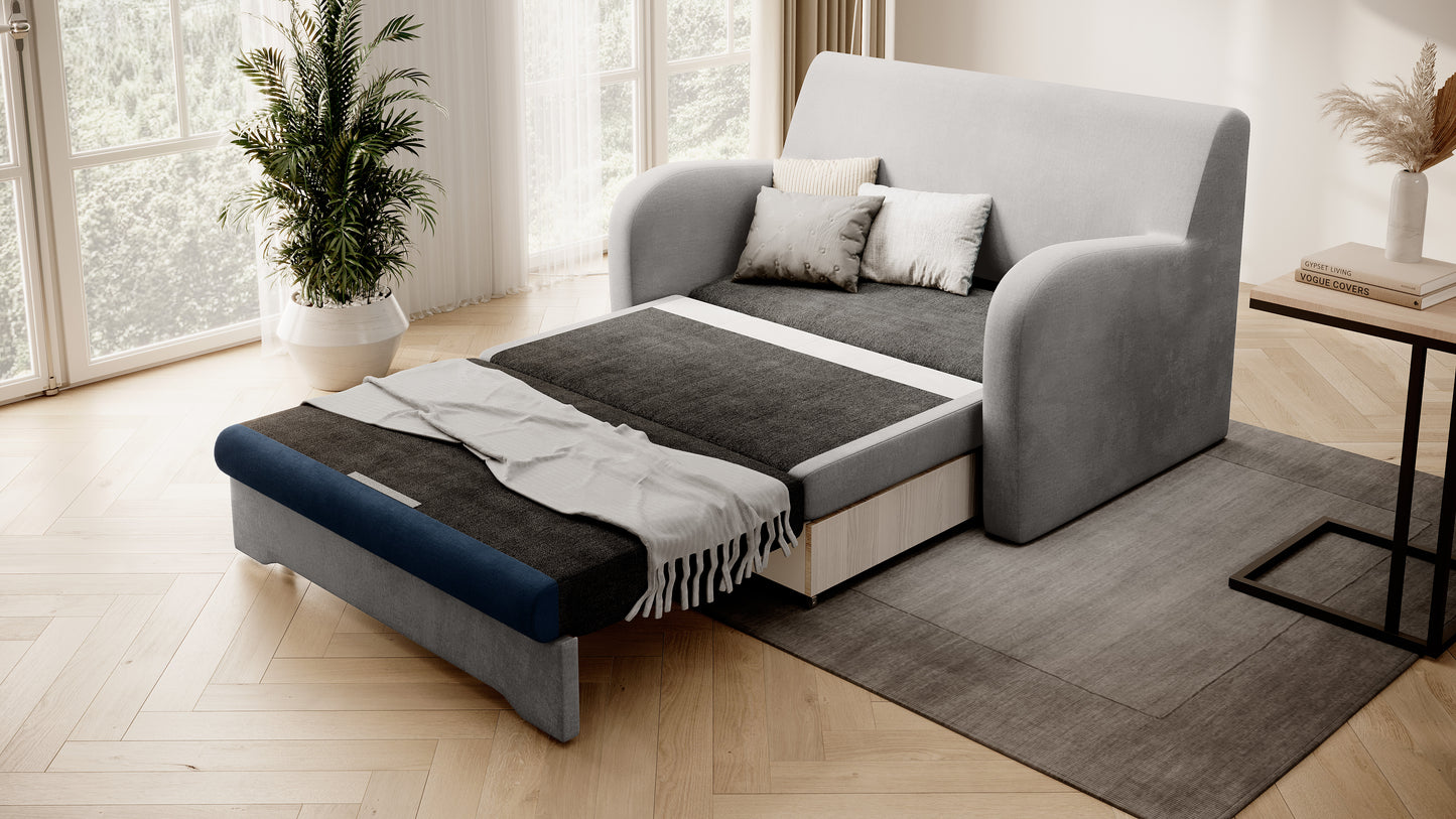Ario Condo Style 2 Seater Storage Sleeper Sofa - Grey/Navy