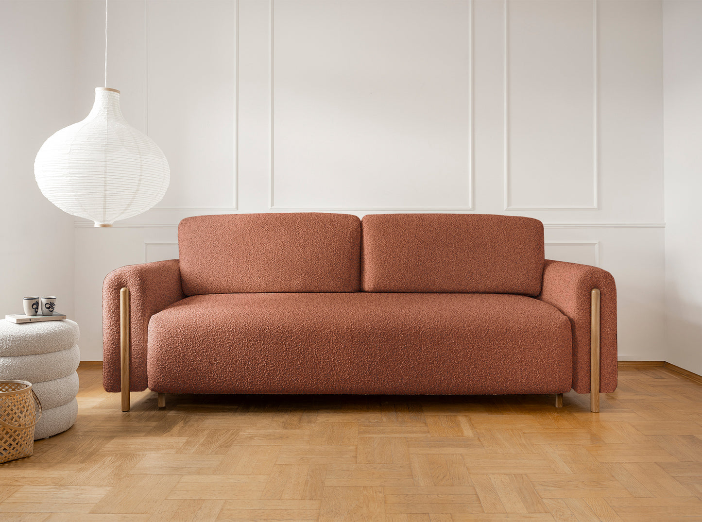 Arcadova 3 Seater Storage Sleeper Sofa - Rust Brown
