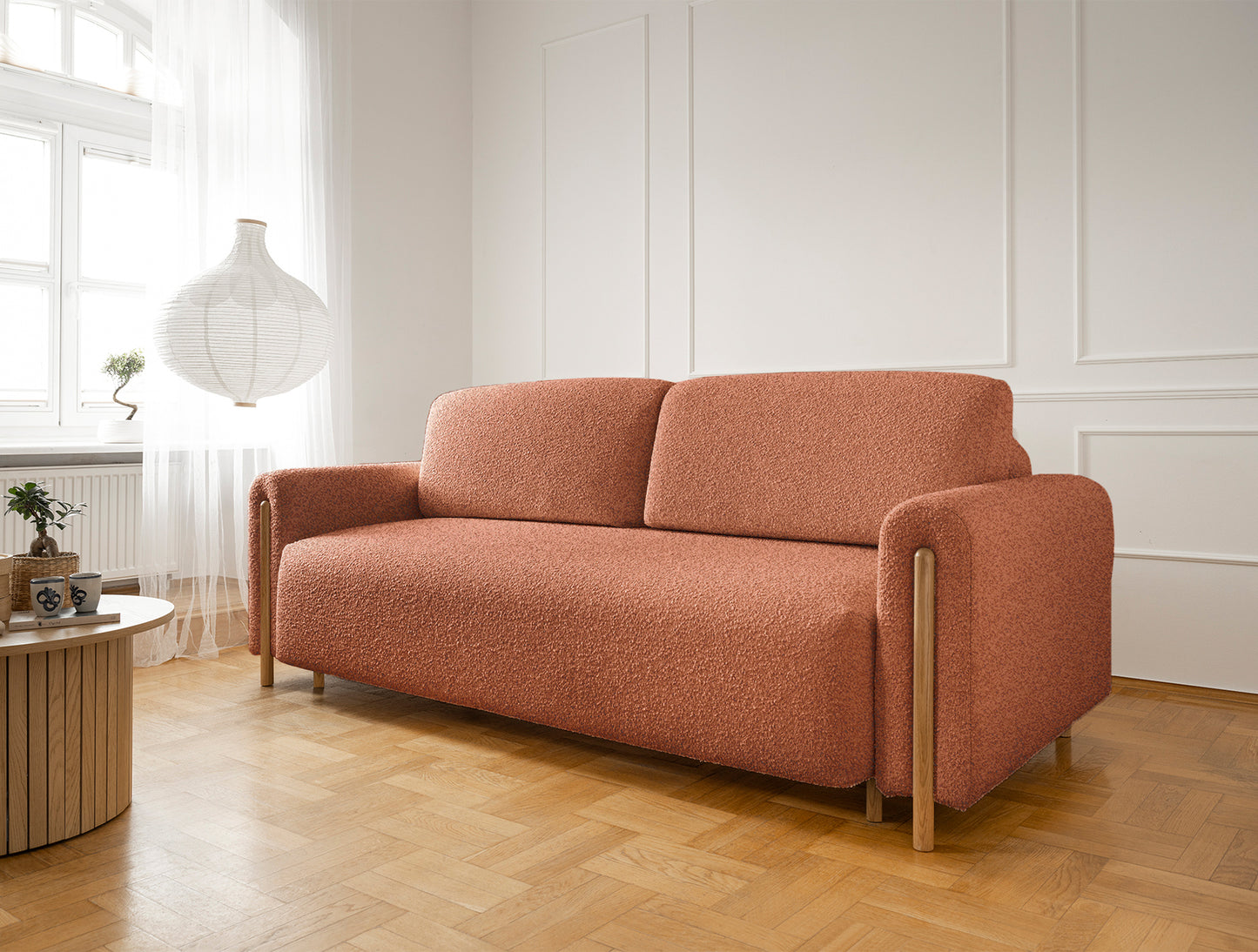 Arcadova 3 Seater Storage Sleeper Sofa - Rust Brown
