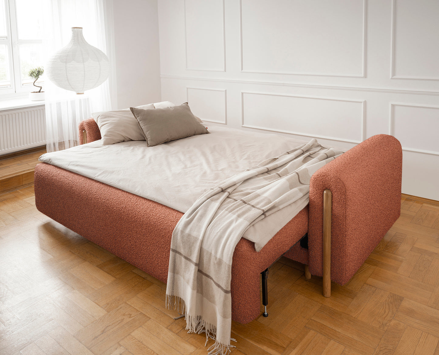 Arcadova 3 Seater Storage Sleeper Sofa - Rust Brown