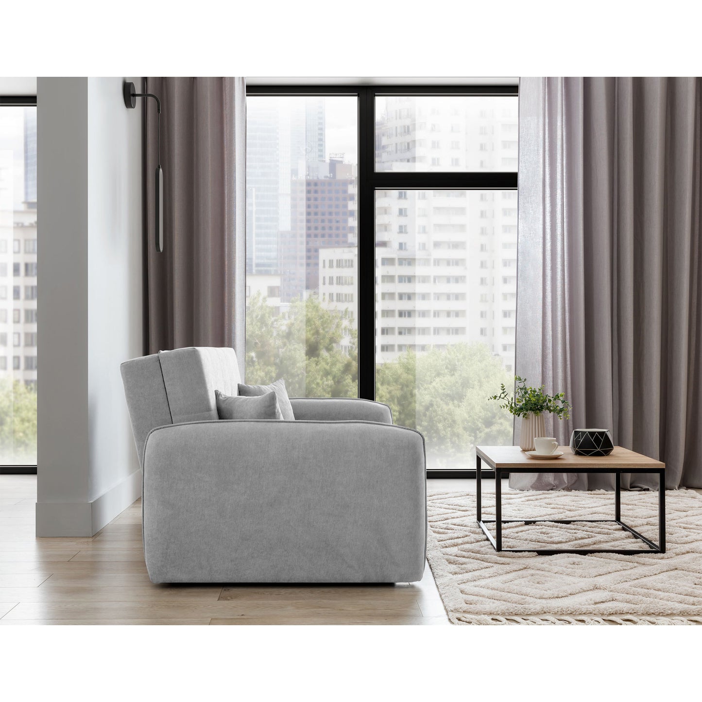 Laine Condo Style 2 Seater Storage Sleeper Sofa - Light Grey