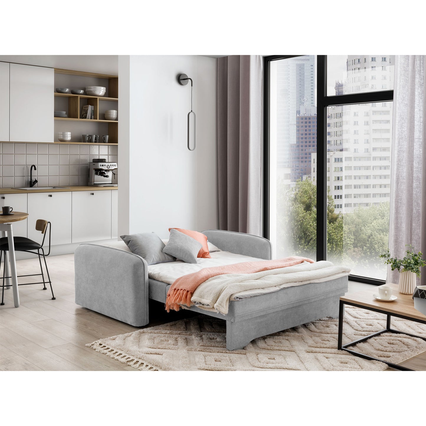 Laine Condo Style 2 Seater Storage Sleeper Sofa - Light Grey