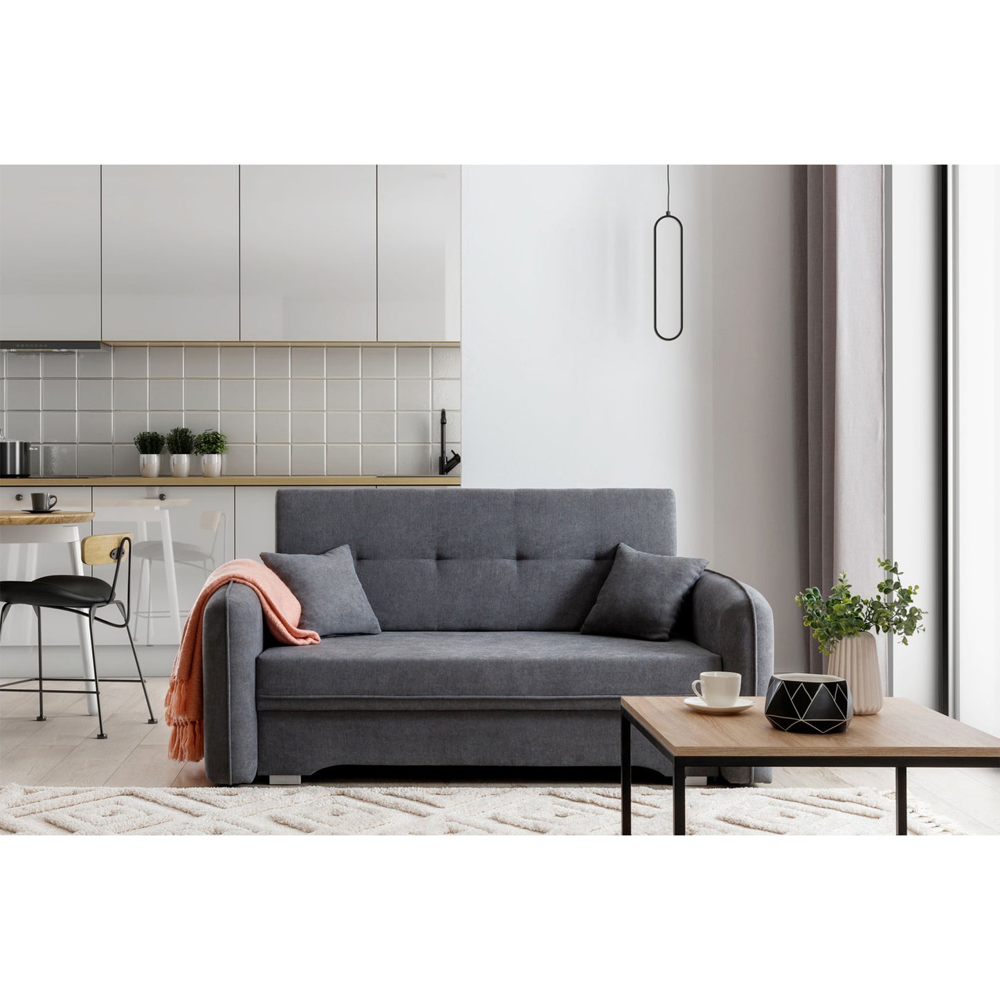 Laine Condo Style 2 Seater Storage Sleeper Sofa - Medium Grey