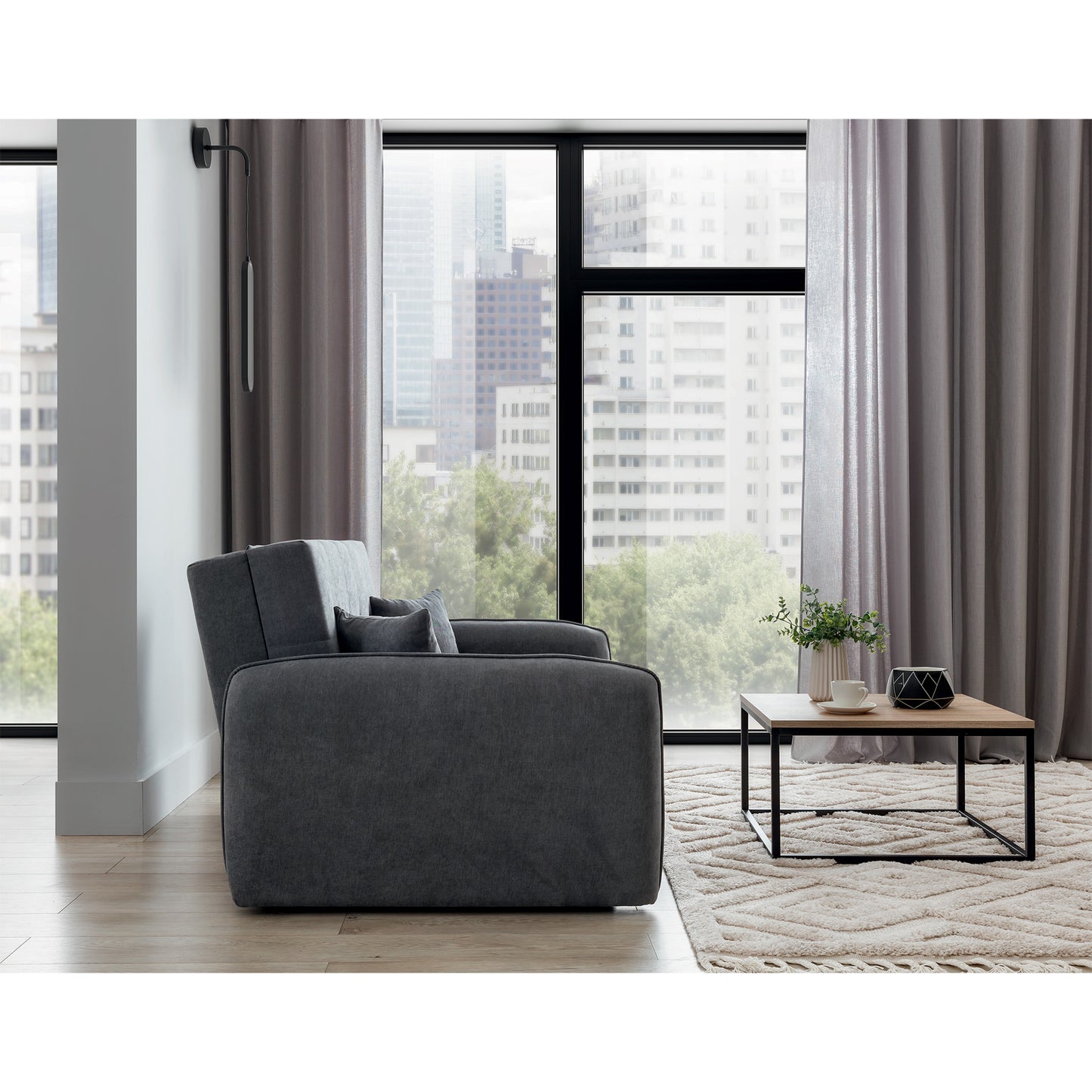 Laine Condo Style 2 Seater Storage Sleeper Sofa - Medium Grey