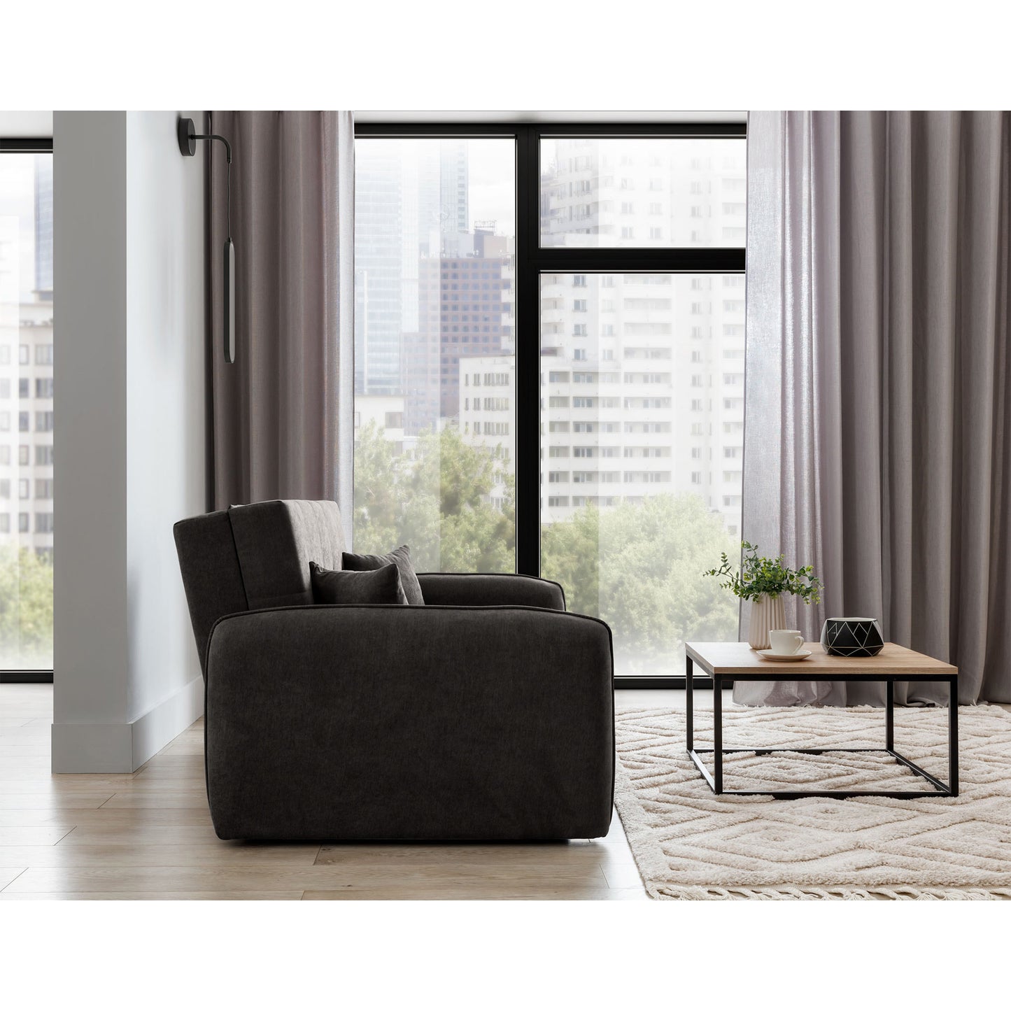 Laine Condo Style 2 Seater Storage Sleeper Sofa - Dark Grey