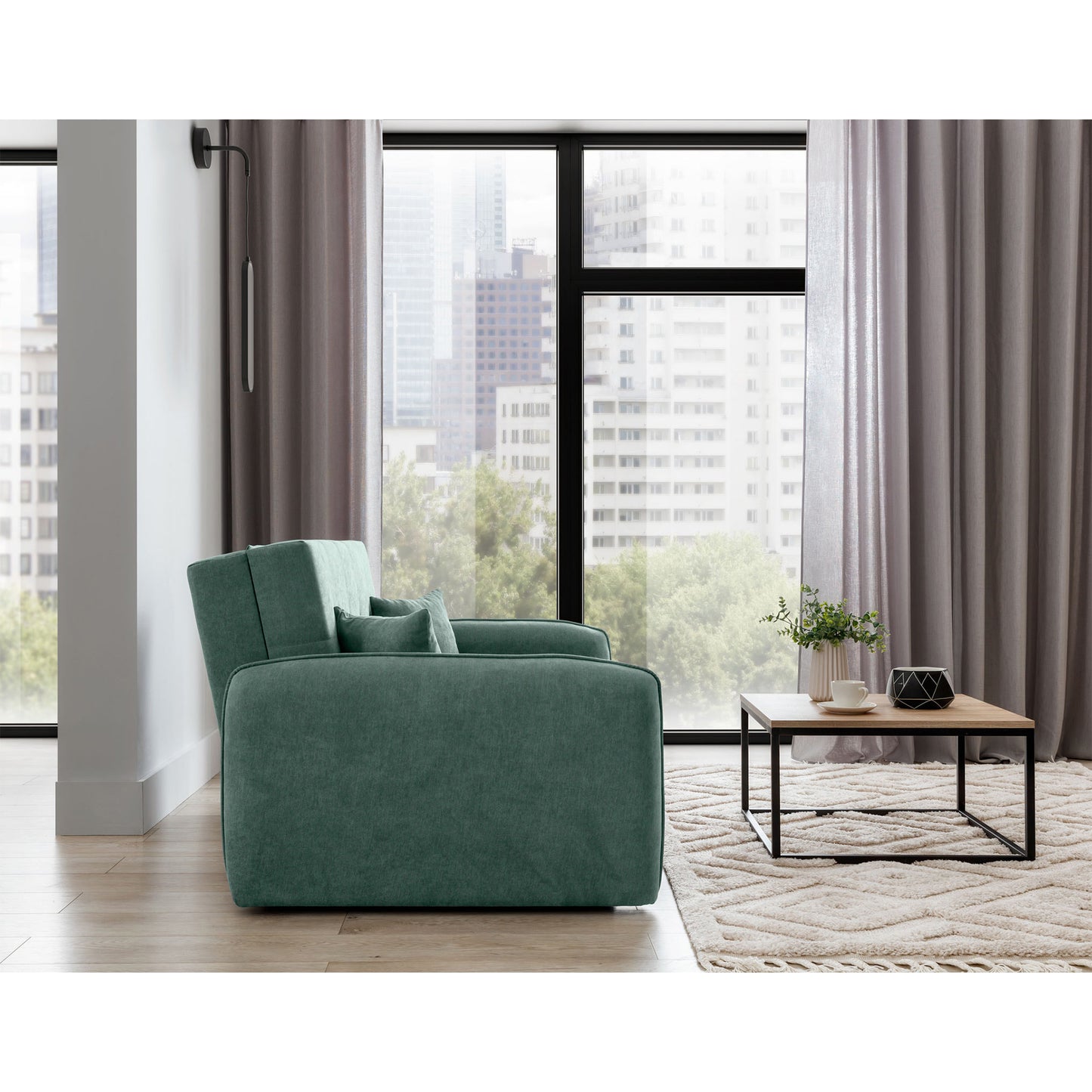 Laine Condo Style 2 Seater Storage Sleeper Sofa - Jade Green