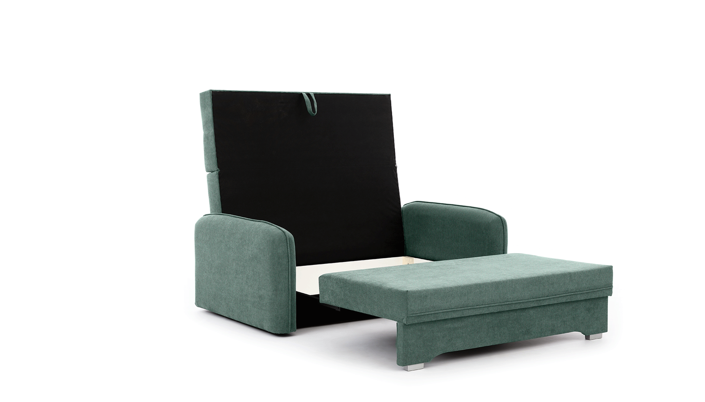 Laine Condo Style 2 Seater Storage Sleeper Sofa - Jade Green