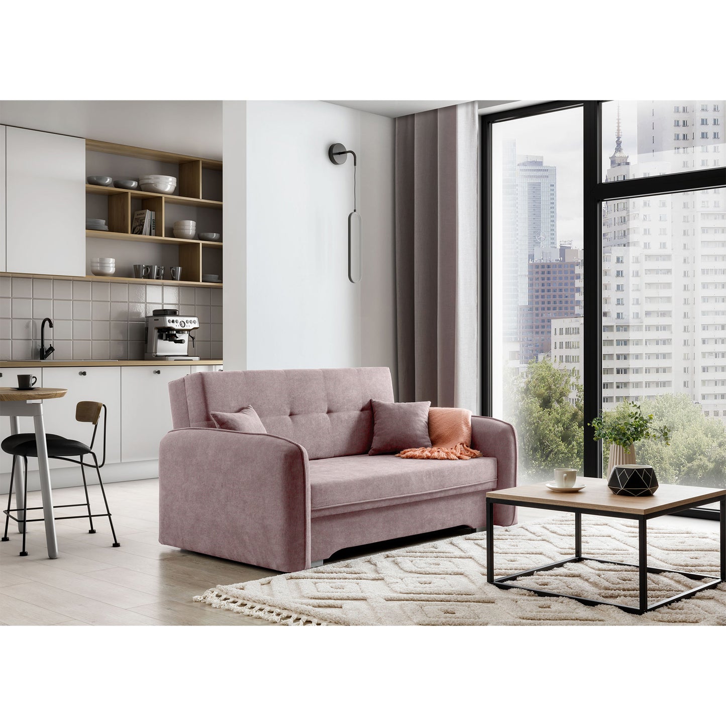 Laine Condo Style 2 Seater Storage Sleeper Sofa - Blush