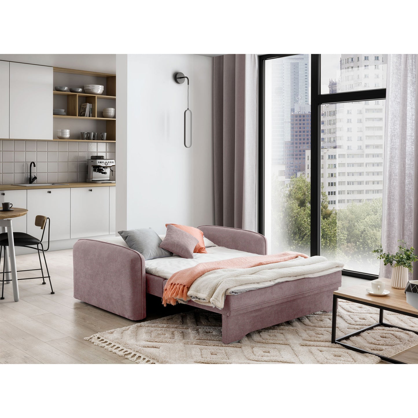 Laine Condo Style 2 Seater Storage Sleeper Sofa - Blush
