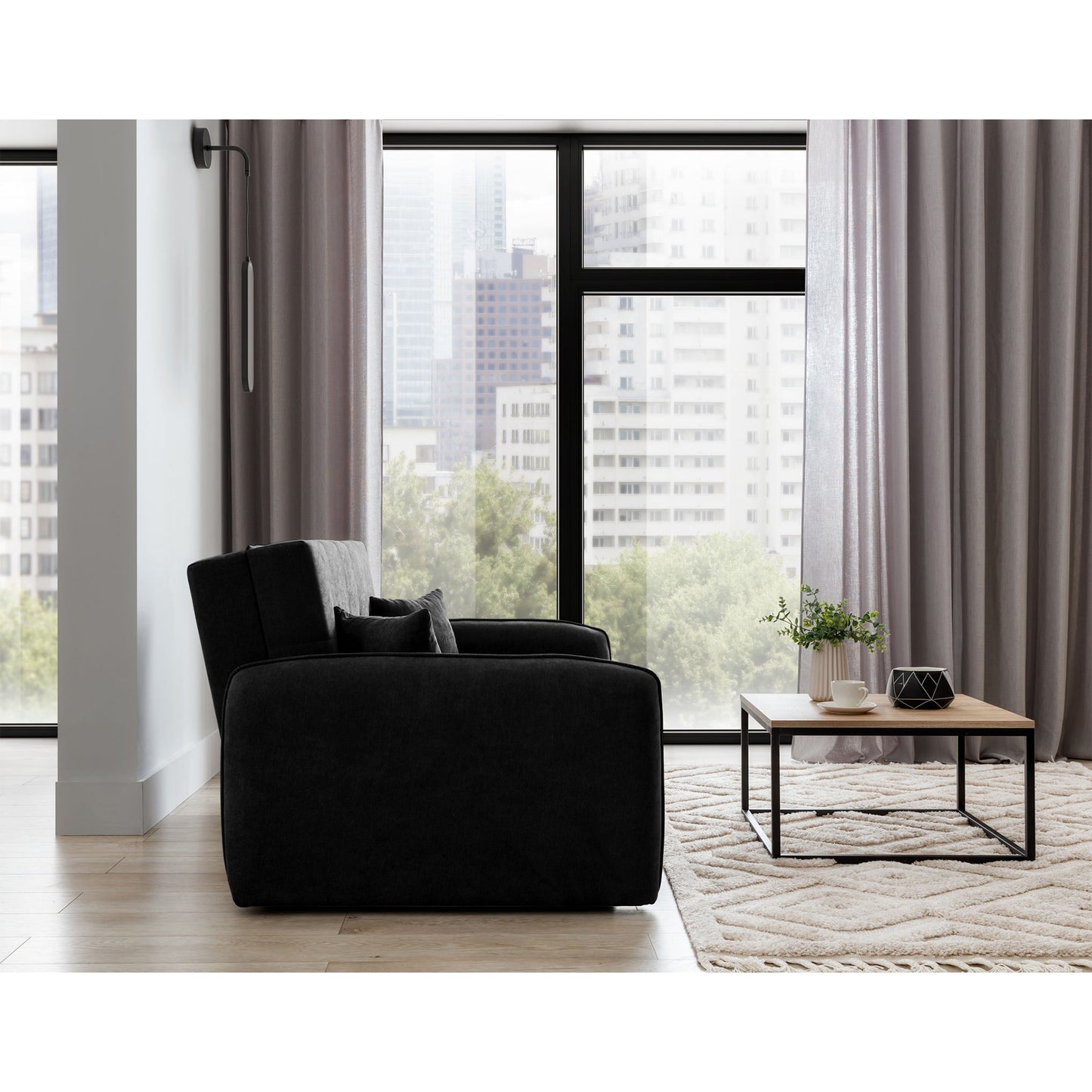 Laine Condo Style 2 Seater Storage Sleeper Sofa - Black