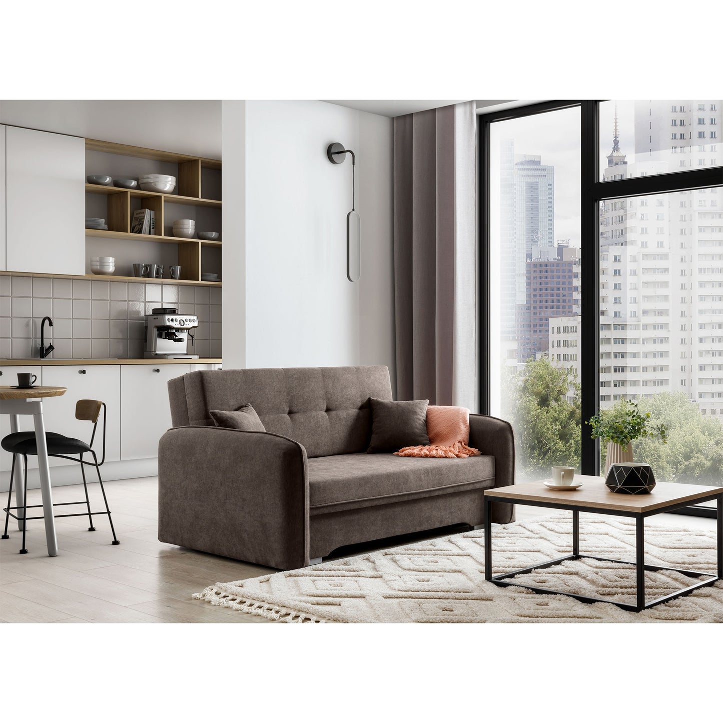 Laine Condo Style 2 Seater Storage Sleeper Sofa - Brown
