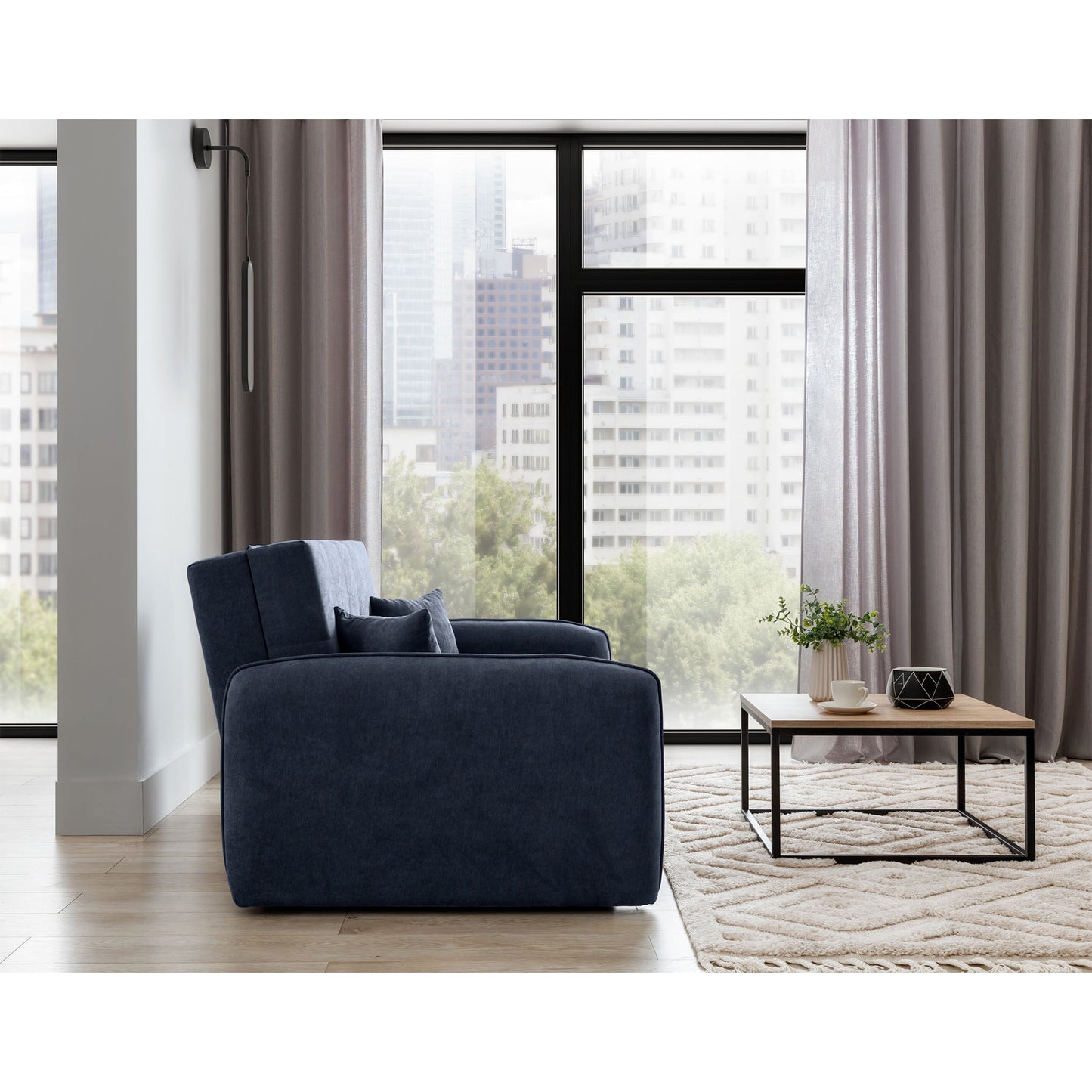 Laine Condo Style 2 Seater Storage Sleeper Sofa - Navy Blue